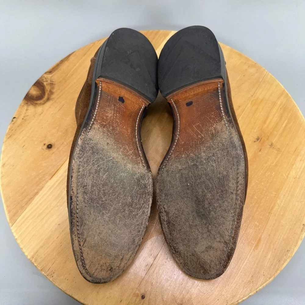 Allen Edmonds Hancock Mens Size 13 B Dress Shoes Brown Suede Split Toe Derby USA